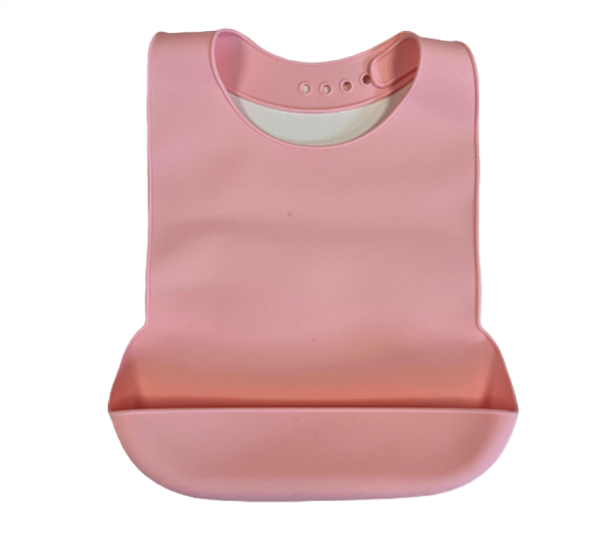 Adult Silicone Bib with Tray - Pink - Medium
