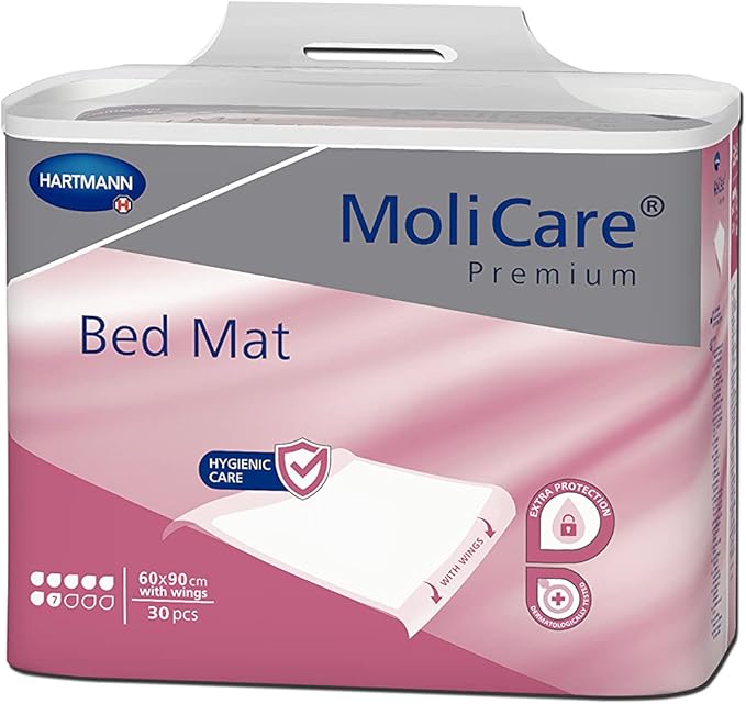 MoliCare Premium Bed Mat 7 Drops - 60cm x 90cm with Wings - Pack of 30