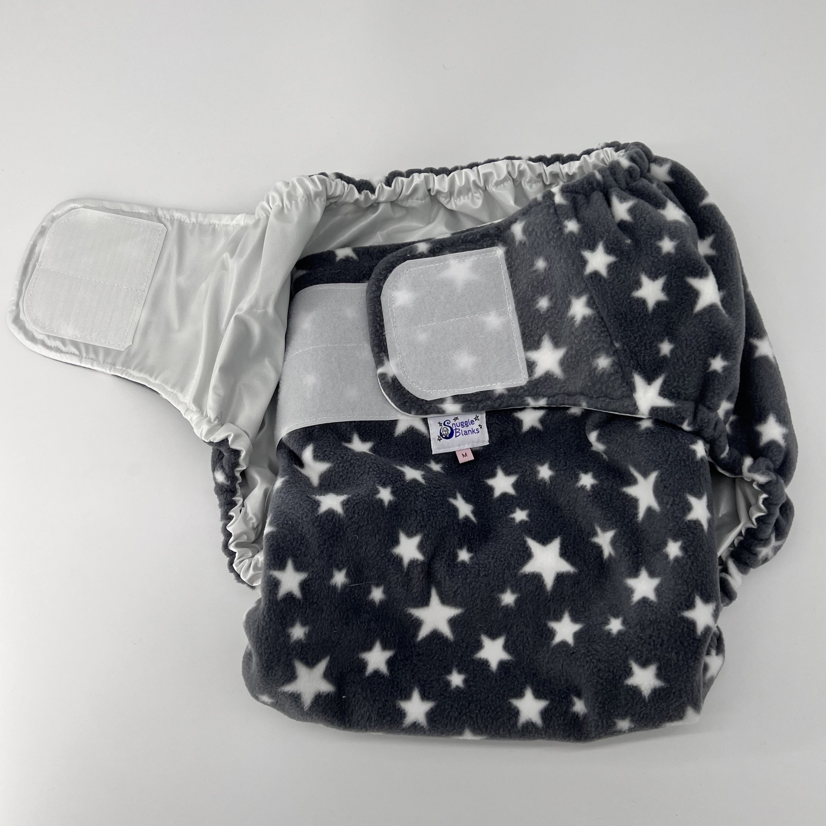 SnuggleBlanks Pocket Nappy Wrap - Grey Stars