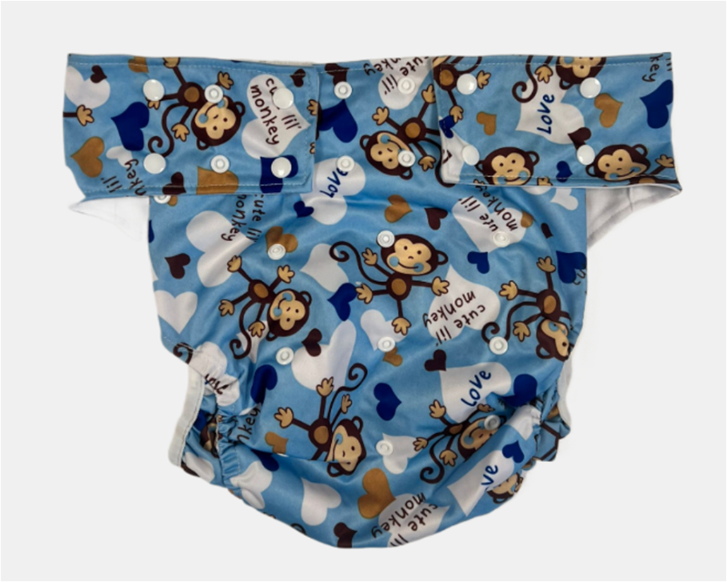 One Size Pocketwindel für Erwachsene – Knöpfe – Blue Monkey