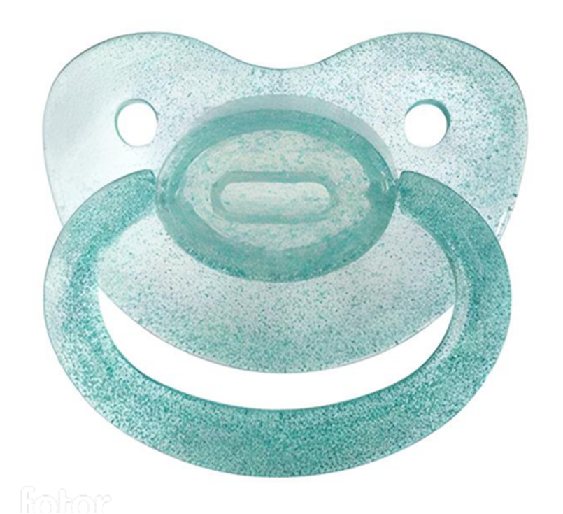 Adult Clear Blue Glitter Dummy/Pacifier