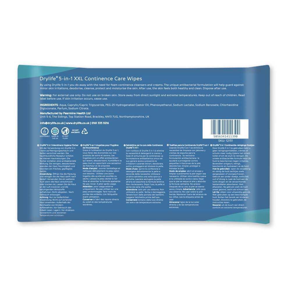 Drylife XXL Incontinence Wet Wipes - Pack of 25