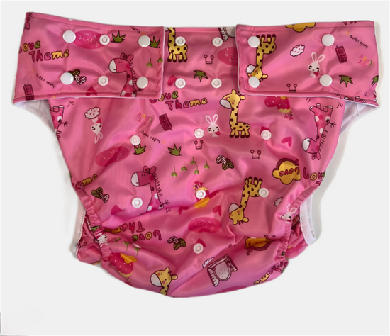 One Size Pocketwindel für Erwachsene – Knöpfe – Rosa Giraffe